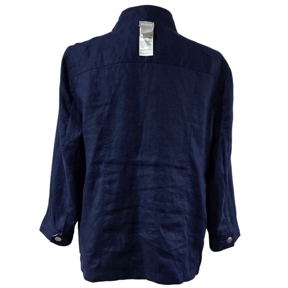 Chico's 100% Linen Blue Floral Paisley Reversible Snap Lightweight Jacket Boho - Picture 4 of 10